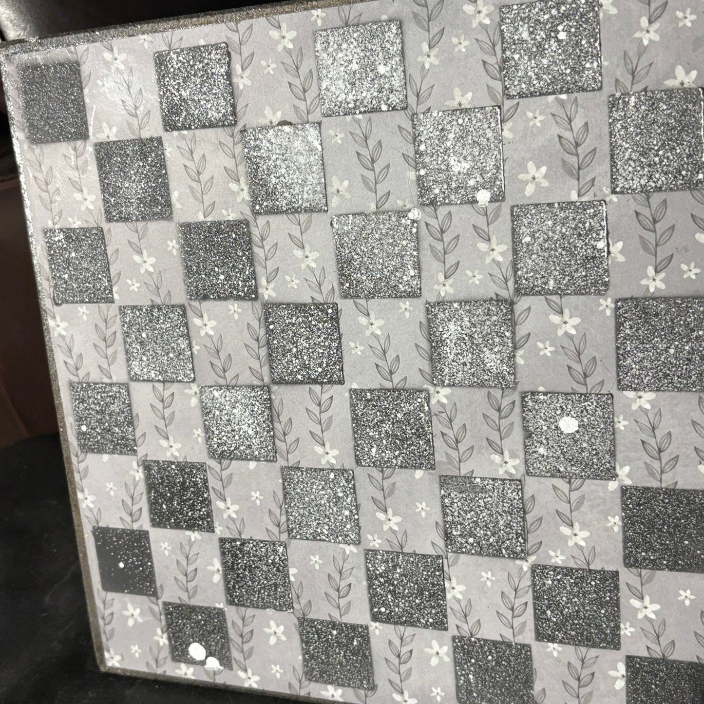 Gray Plant Pattern - Scrapbook Chess Board