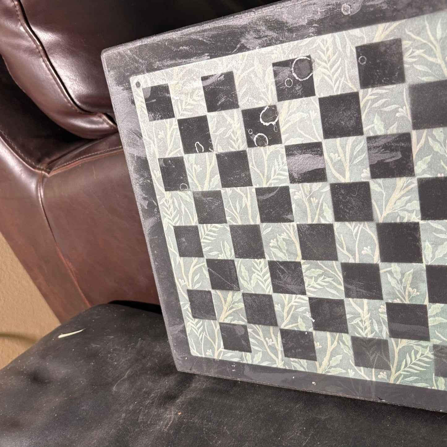 Green Leaves - Scrapbook Chess Board
