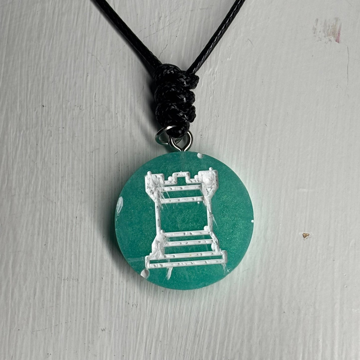 Mint Green Rook - Handmade Resin Chess Necklace