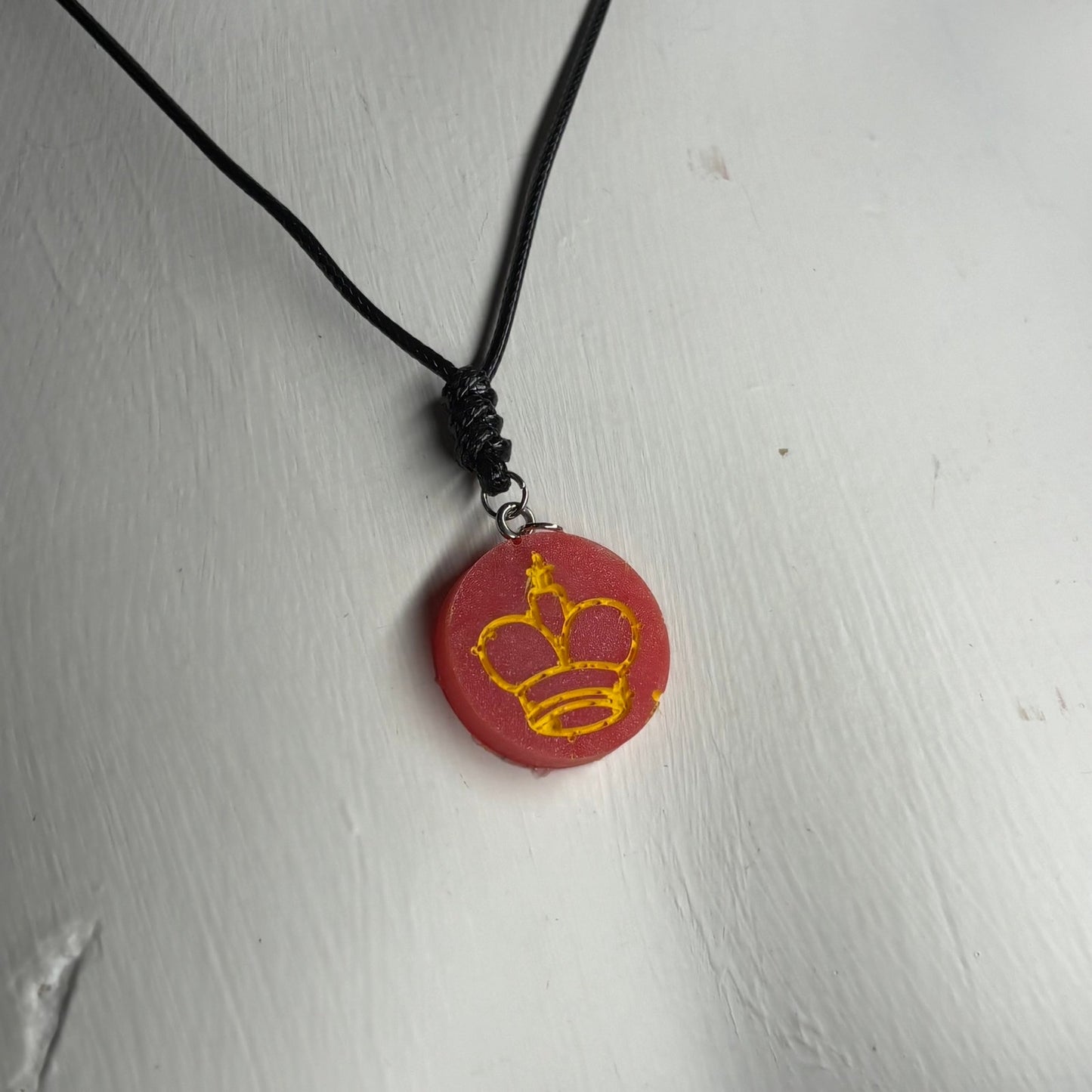 Shimmer Red King - Handmade Resin Chess Necklace