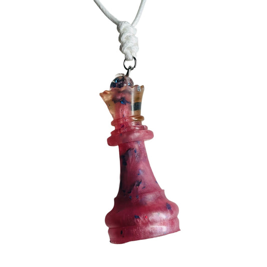 Royalty Pink Queen - Handmade Resin Chess Necklace