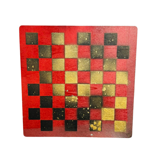 Red Golden Black - Painted Thin Wooden Chess Board