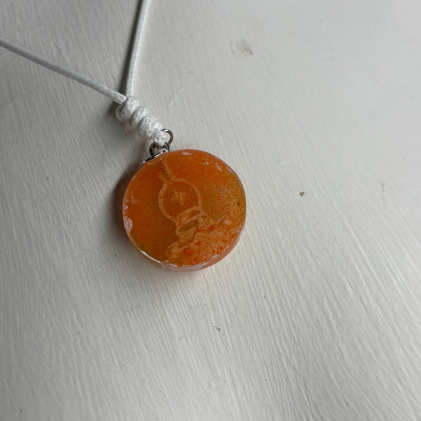 Orange Bishop - Handmade Resin Chess Necklace