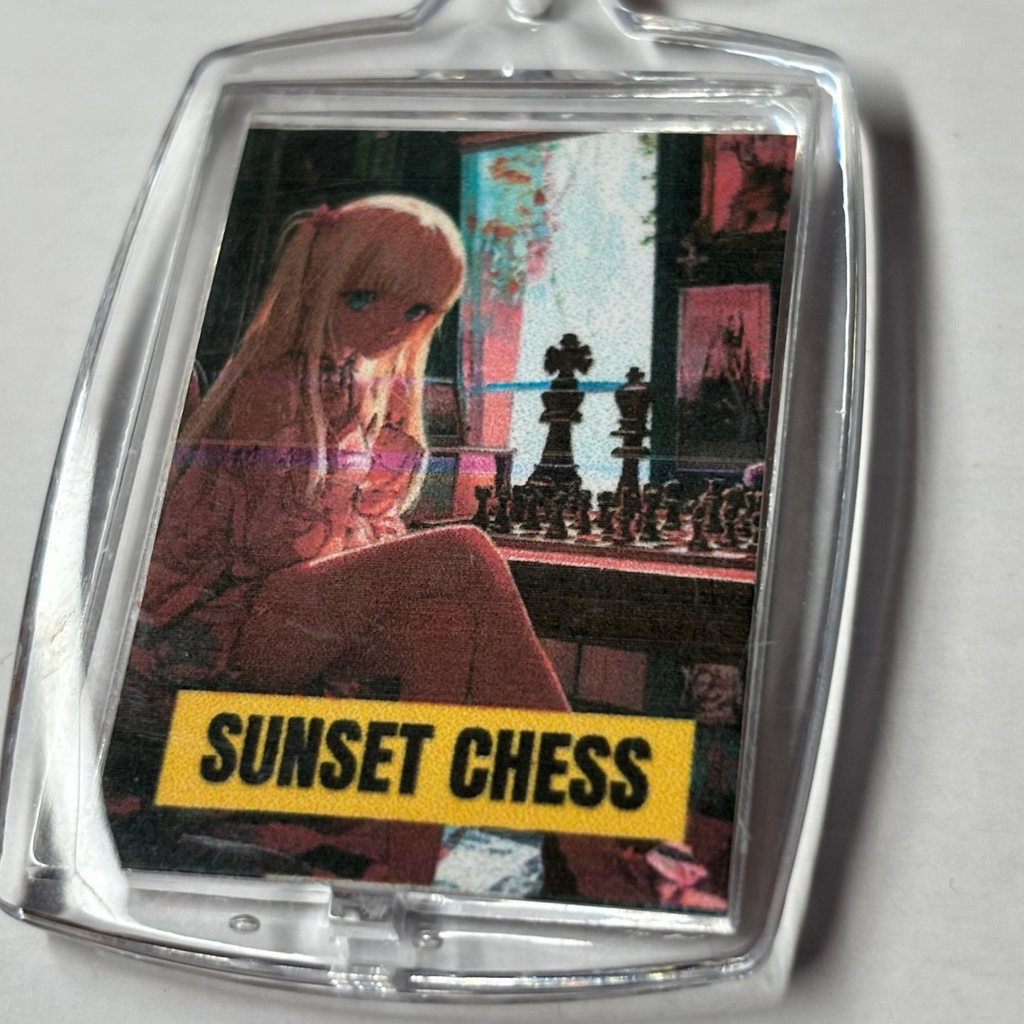 Anime Girl - Sunset Chess Photo Keychain