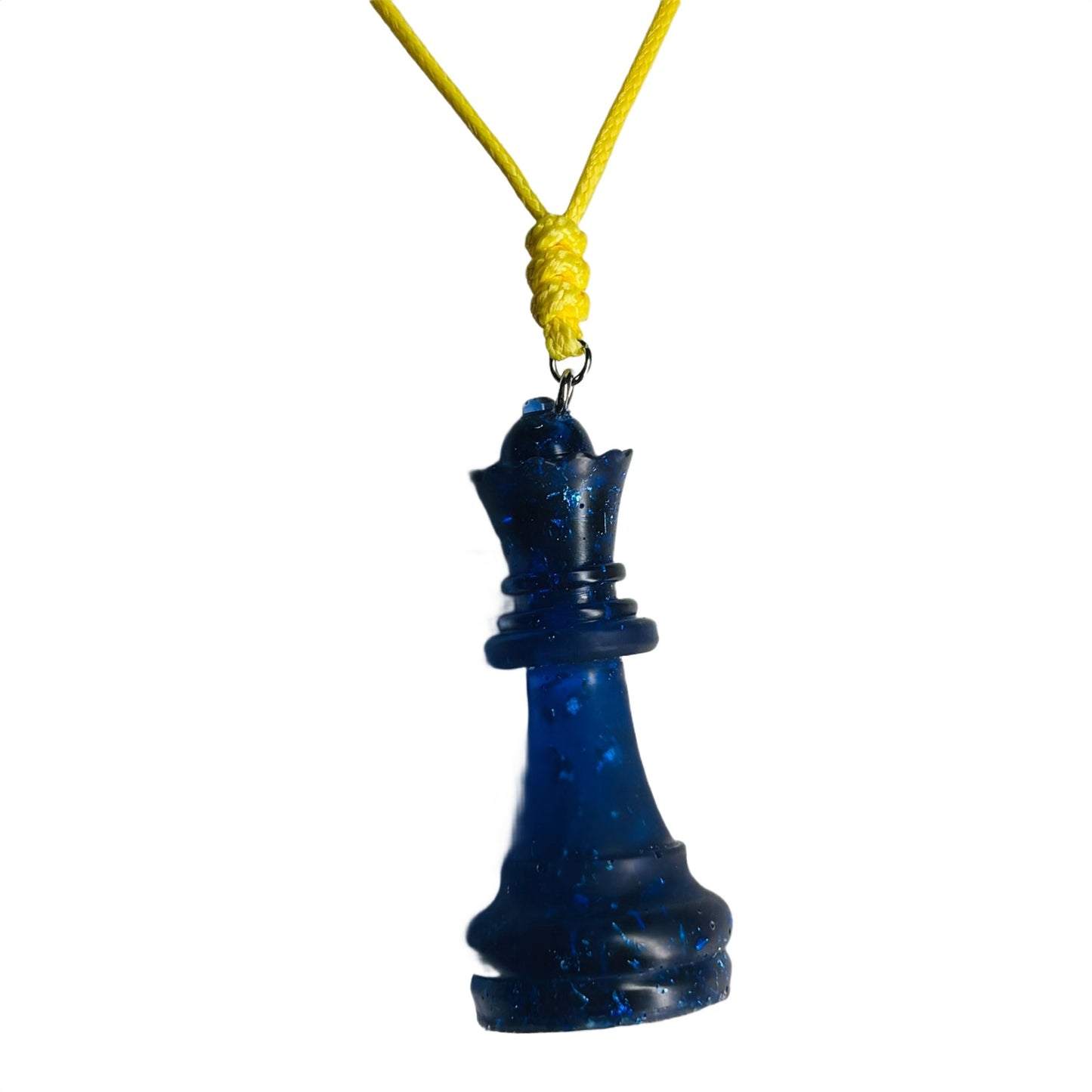 Navy Blue Queen - Handmade Resin Chess Necklace