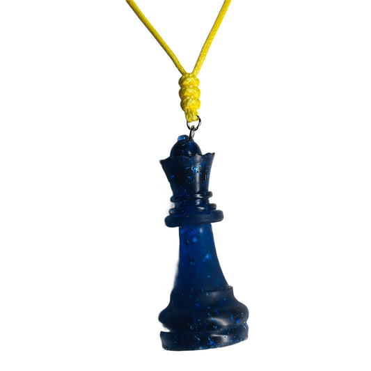 Navy Blue Queen - Handmade Resin Chess Necklace