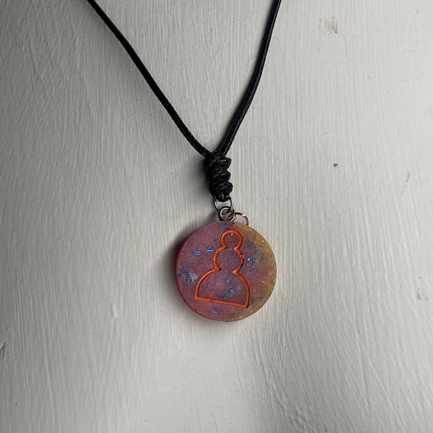 Pink Pawn Galaxy - Handmade Resin Chess Necklace