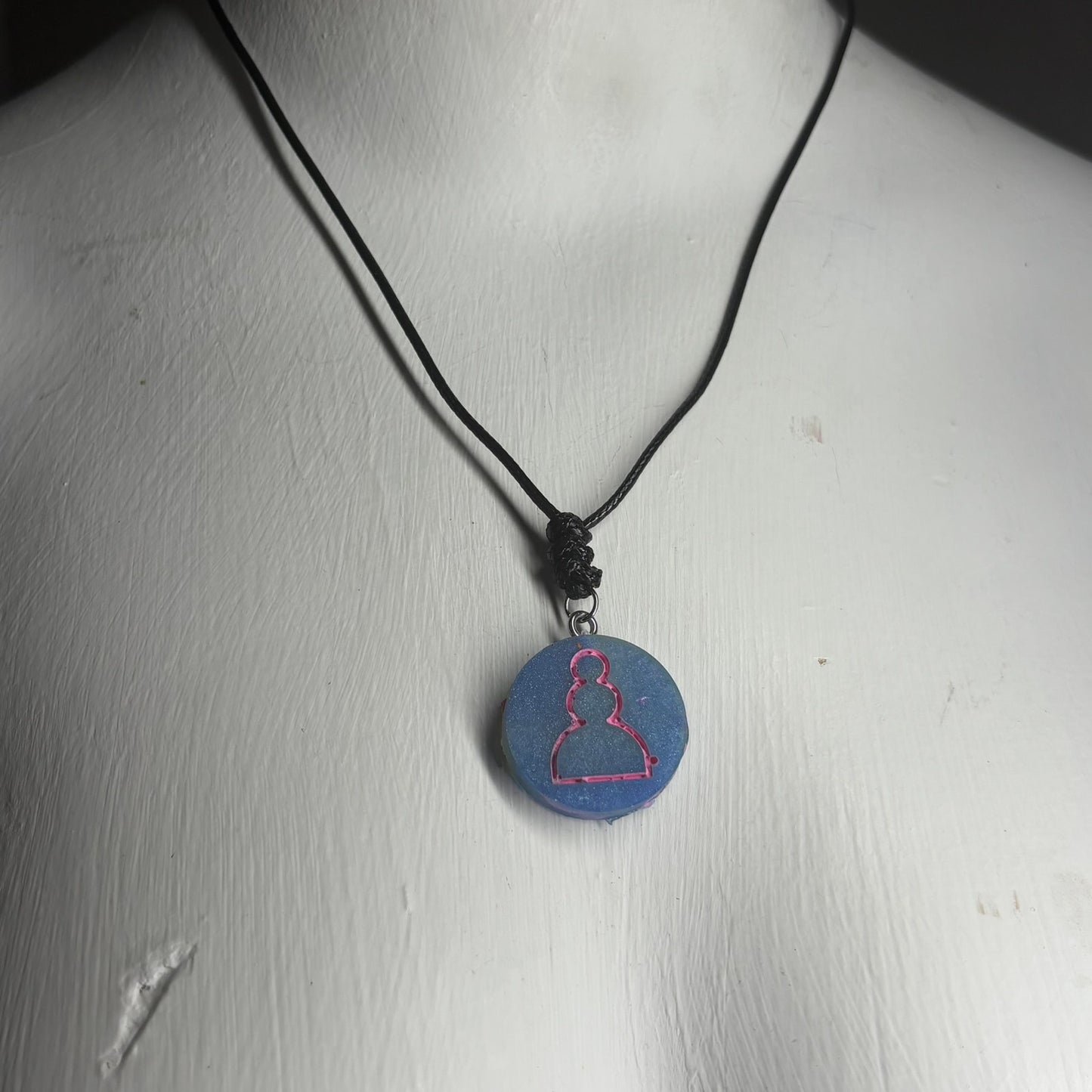Blue Mixed Pawn - Handmade Resin Chess Necklace