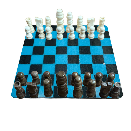 Sea Blue & Black - Mini Chess Set