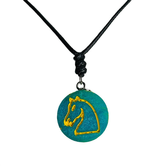 🎁 Aqua Green Knight - Handmade Resin Chess Necklace (100% off)