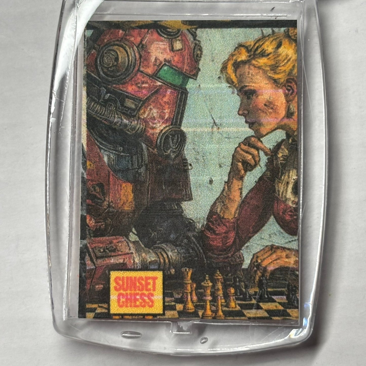 Robot vs Woman - Chess  Photo Keychain