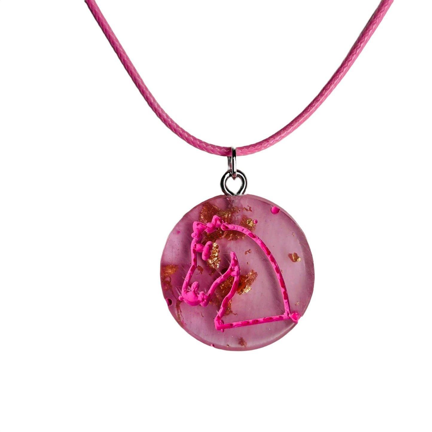 Crystal Pink Knight - Handmade Resin Chess Necklace