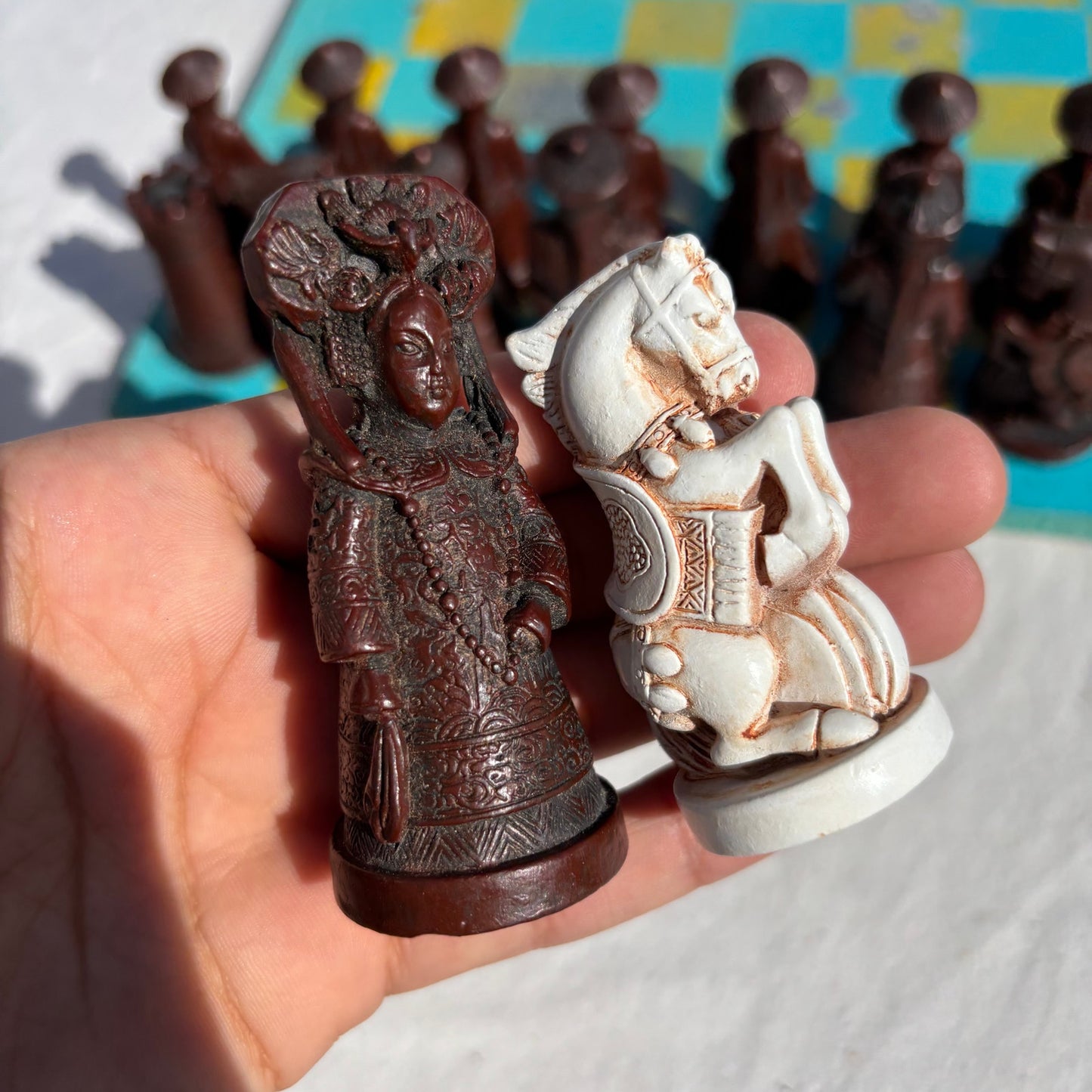 Yellow & Light Blue - Chinese Edition Chess Set