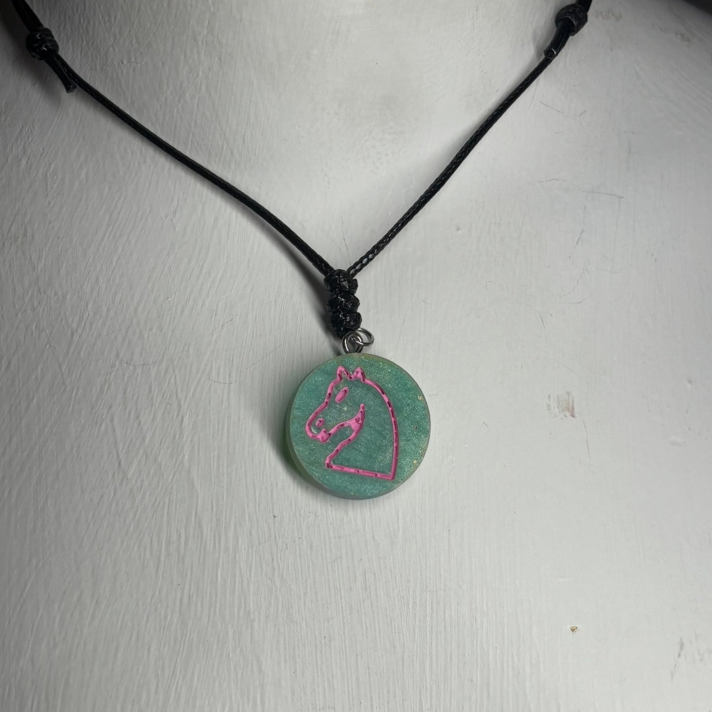 Vintage Green Knight - Handmade Resin Chess Necklace