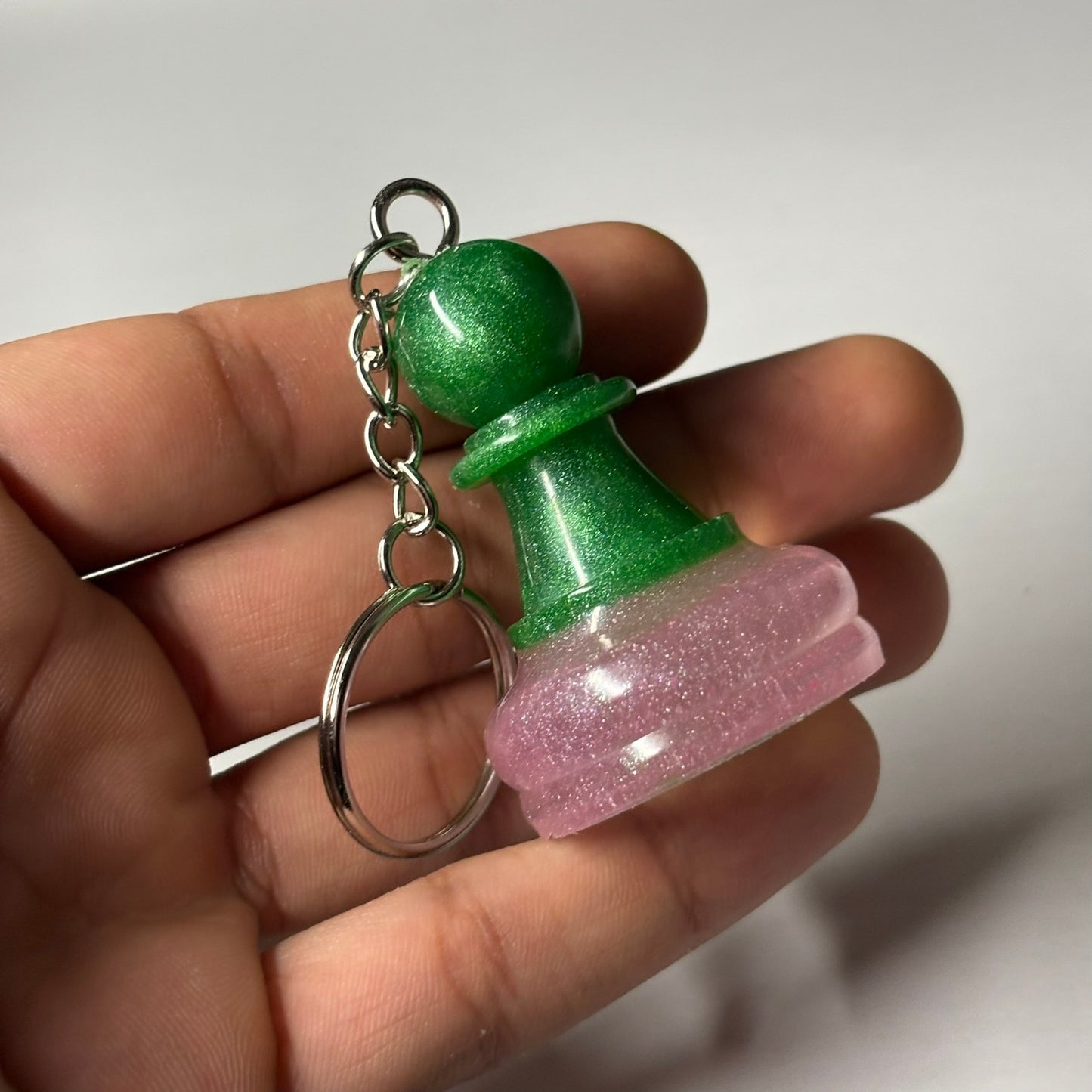 Pink Bottom Pawn - Handmade Resin Keychain - Large Edition