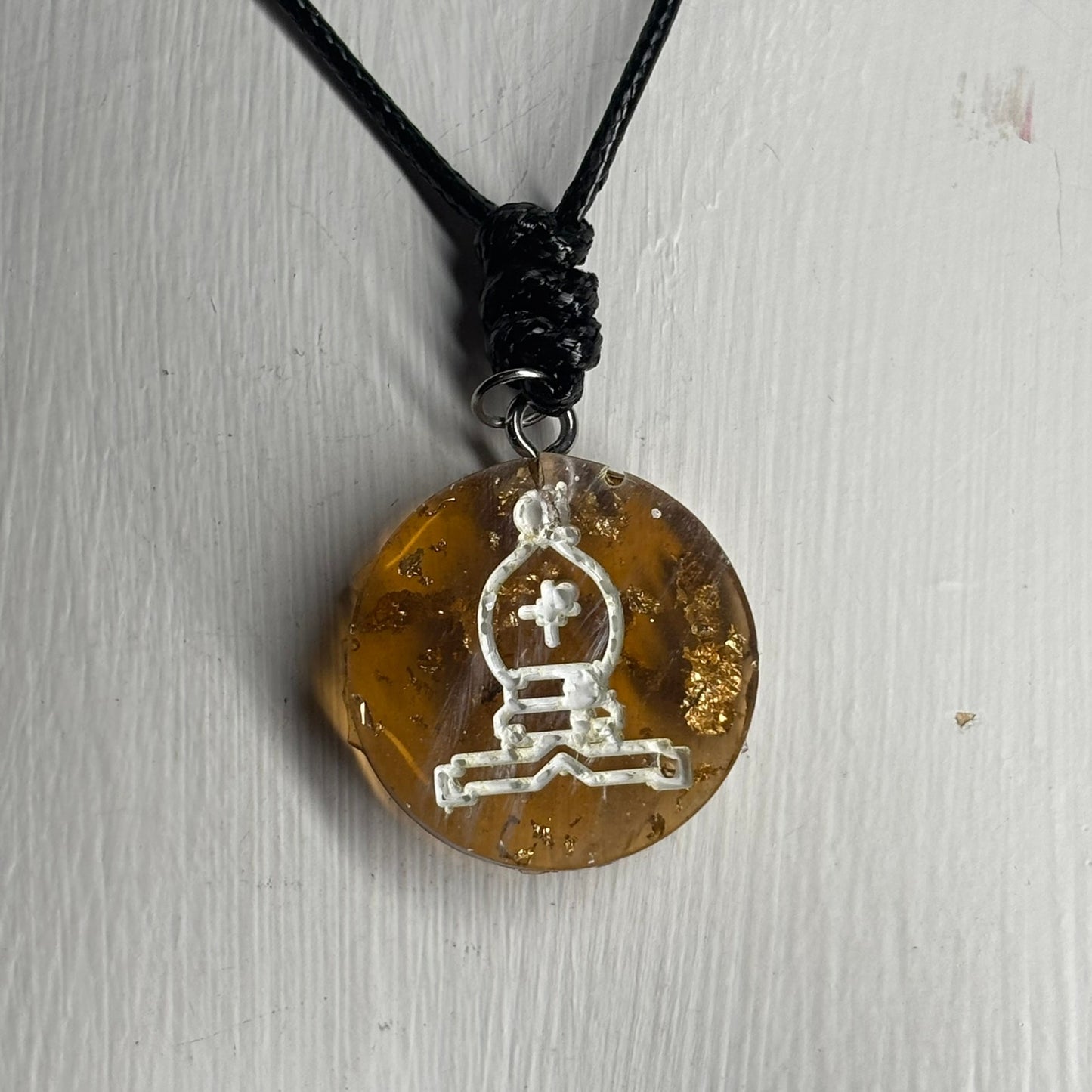 Amber Bishop - Handmade Resin Chess Necklace