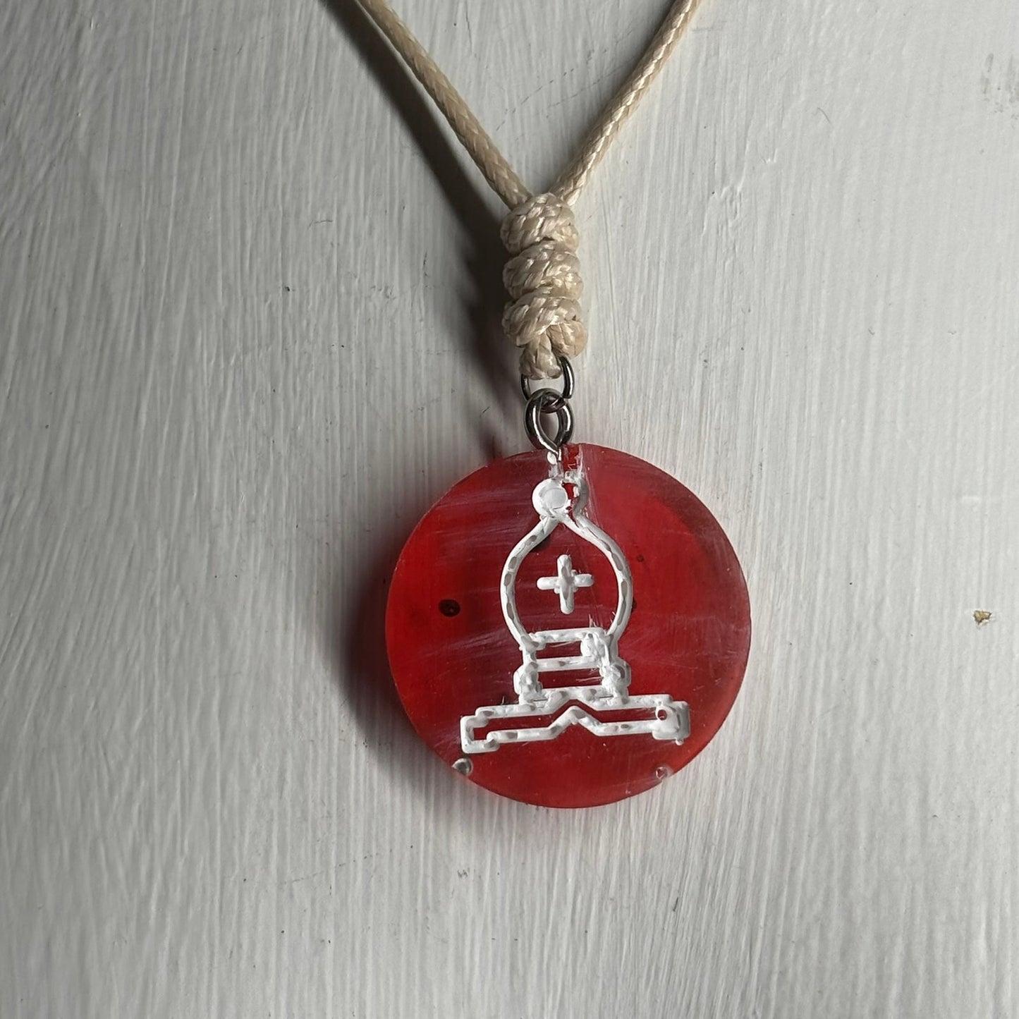 Classic Red Bishop - Handmade Resin Chess Necklace