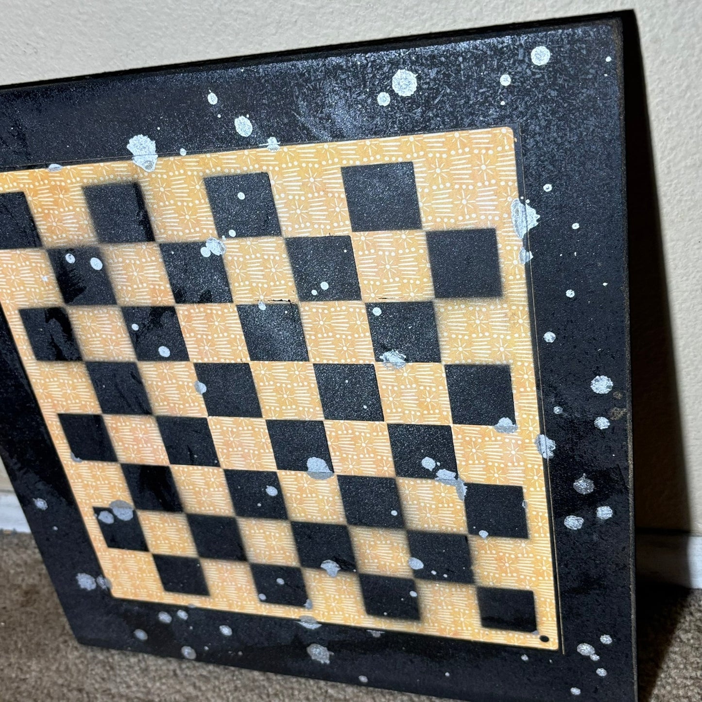 Yellow & Black Chrome Drip - Large Scrapbook Chess Board