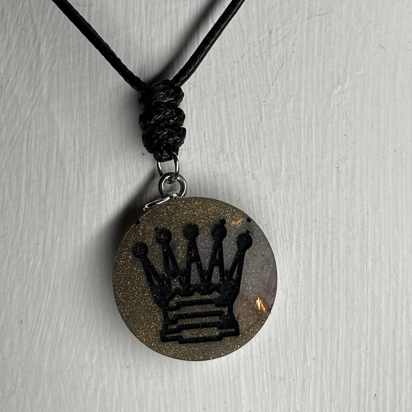 Dark Green Queen - Handmade Resin Chess Necklace