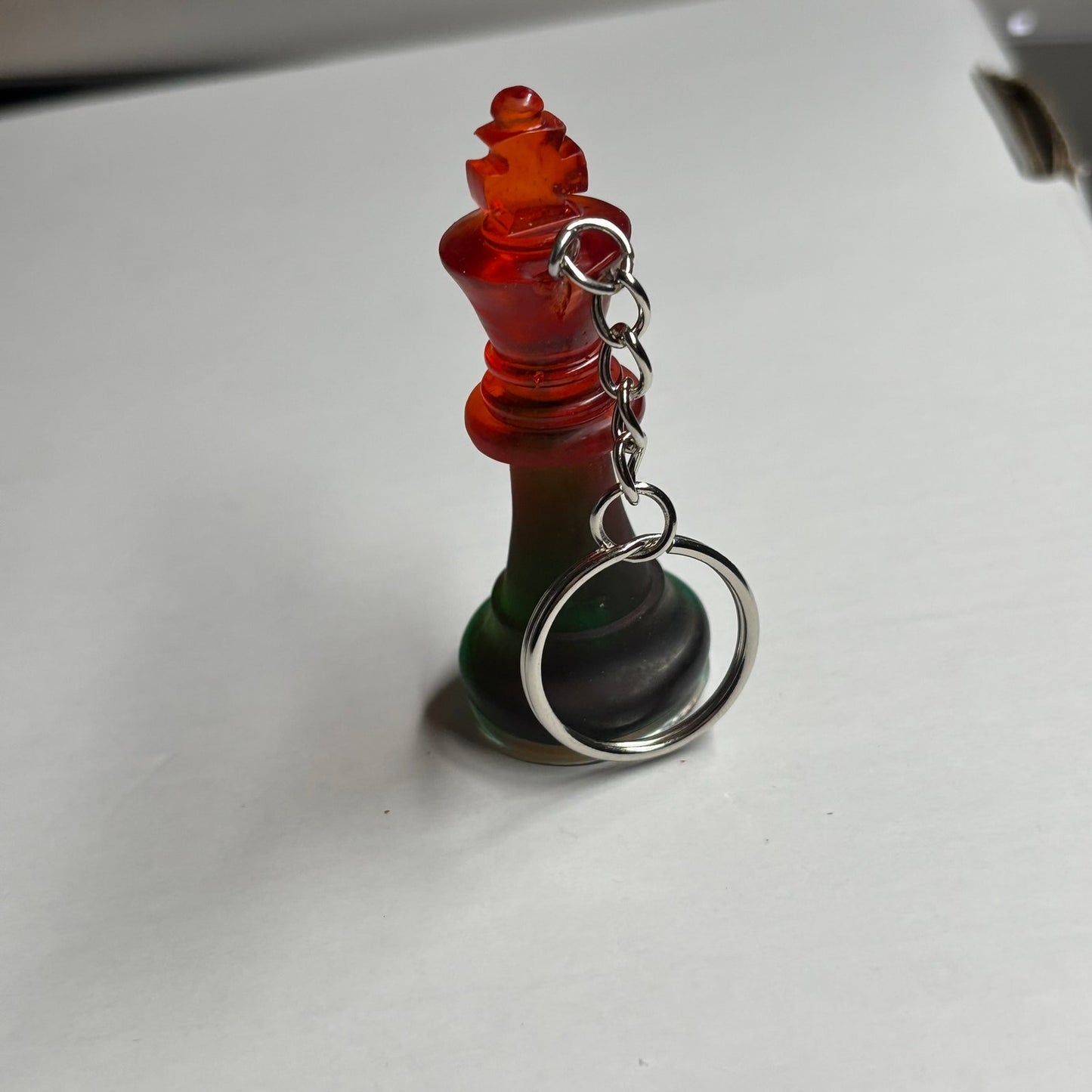 Green/Red Translucent King - Handmade Resin Keychain