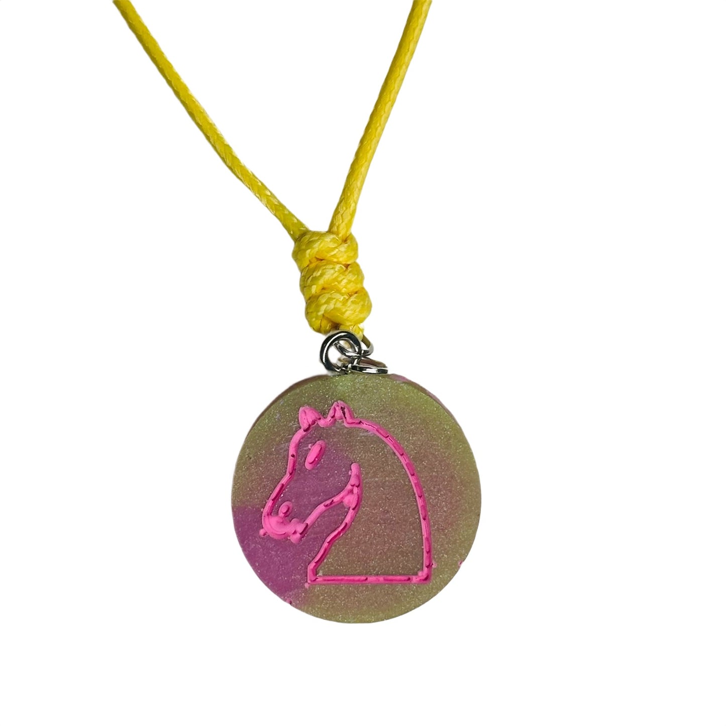 Pink Knight - Handmade Resin Chess Necklace