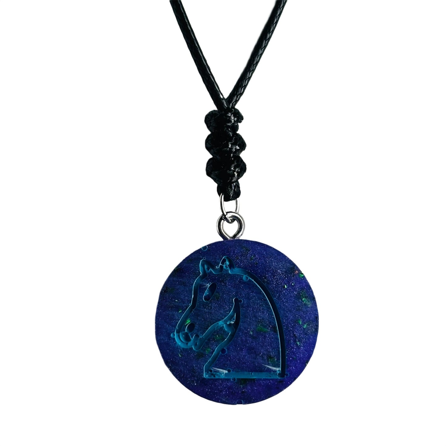 Purple Space Knight - Handmade Resin Chess Necklace