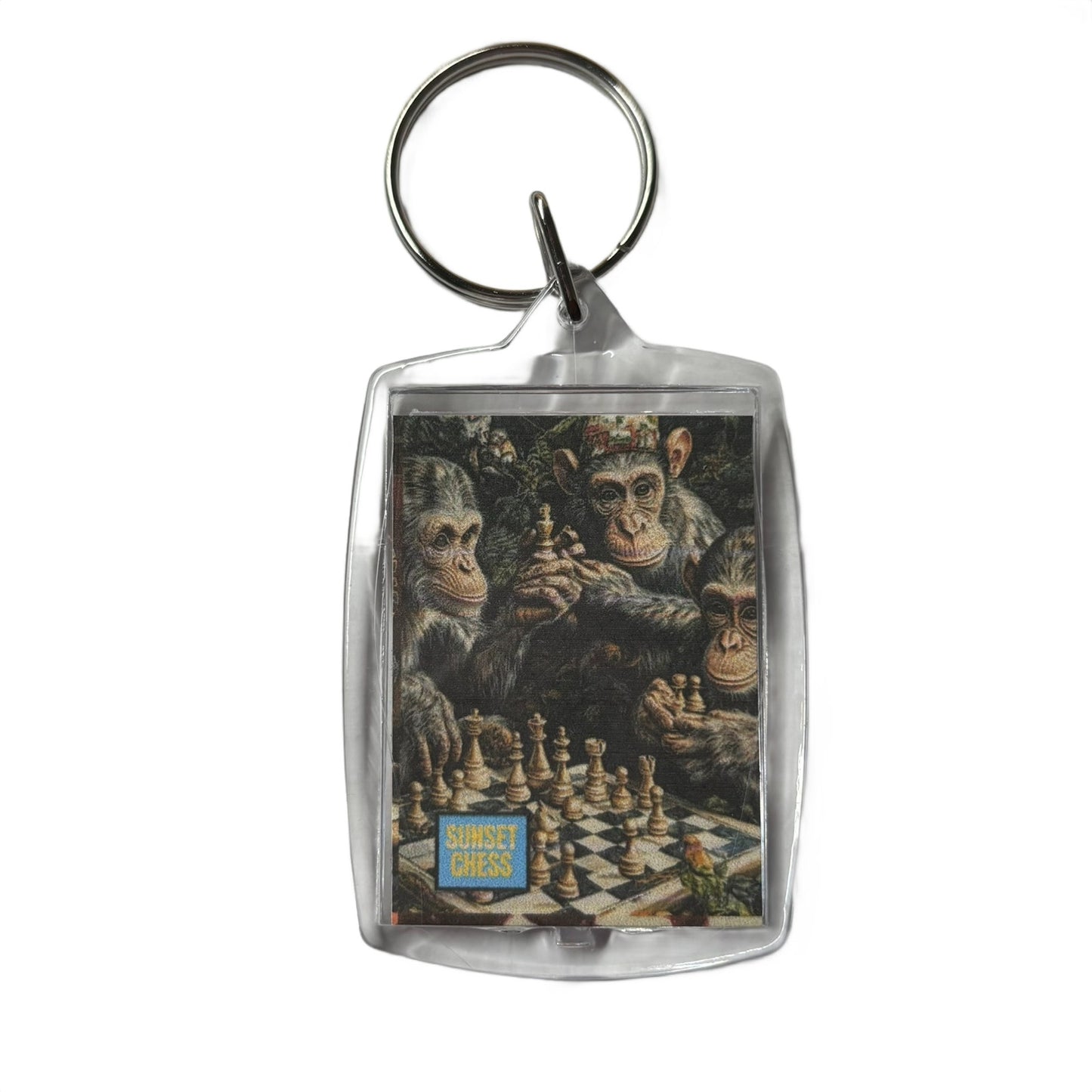 Monkeys Play - Chess  Photo Keychain