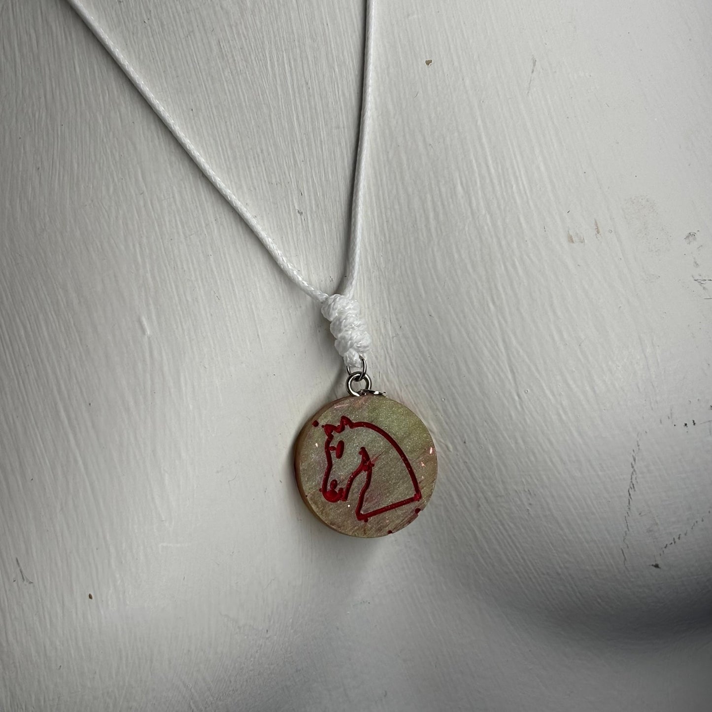 Slight Green Knight - Handmade Resin Chess Necklace