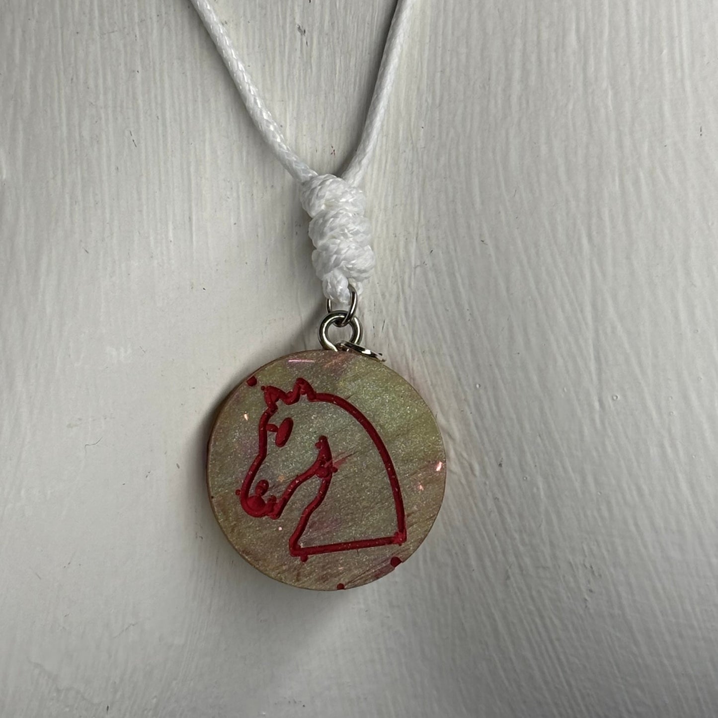 Slight Green Knight - Handmade Resin Chess Necklace