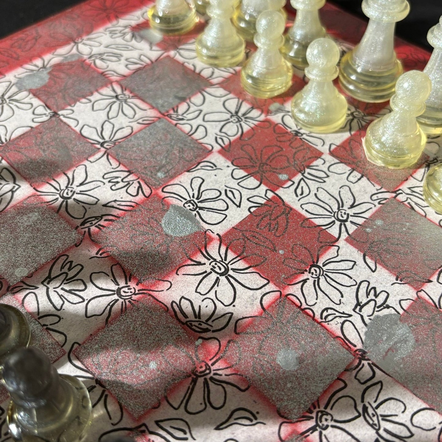 Silver Mist Red - Scrapbook Chess Set