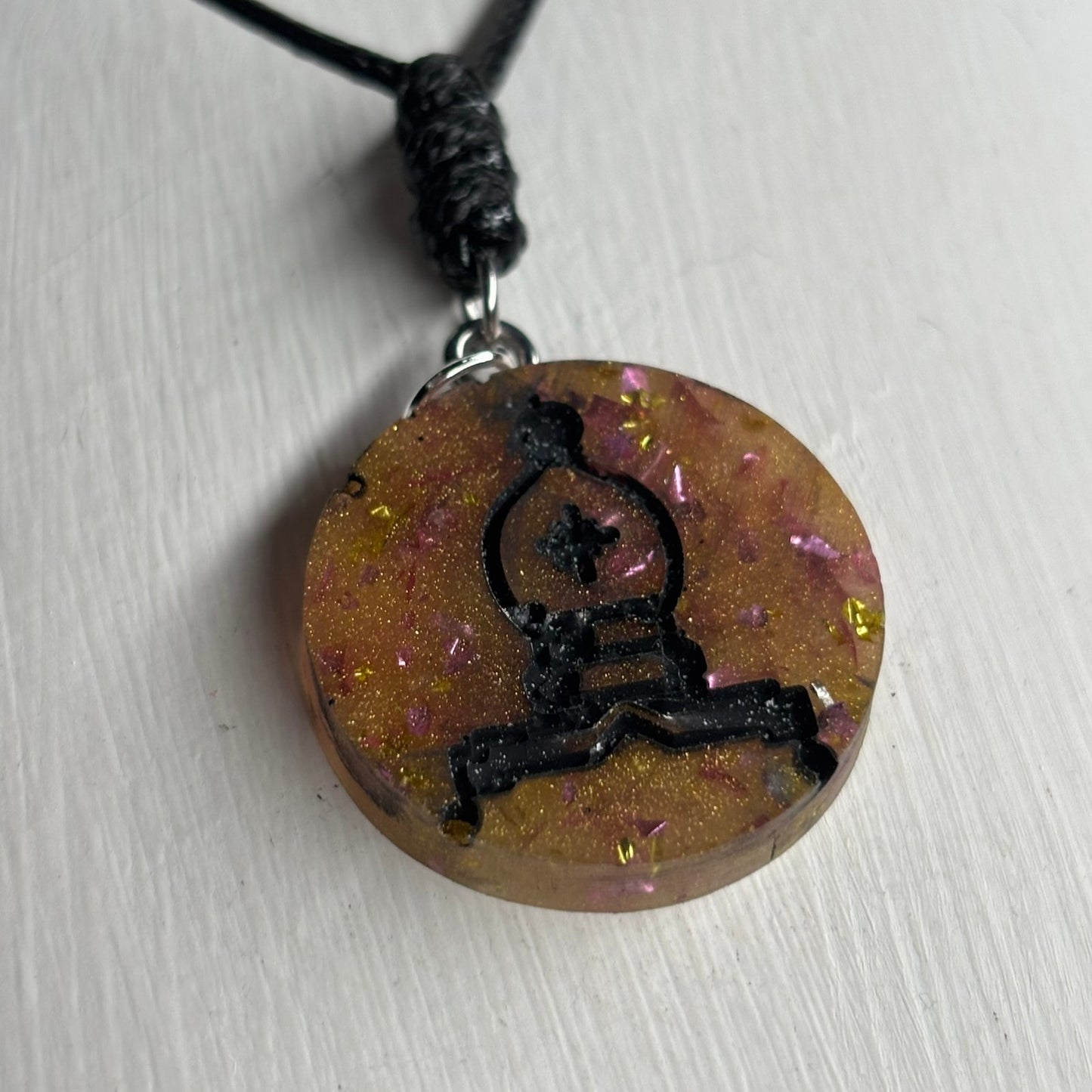 Yellow Crystal Bishop - Handmade Resin Chess Necklace