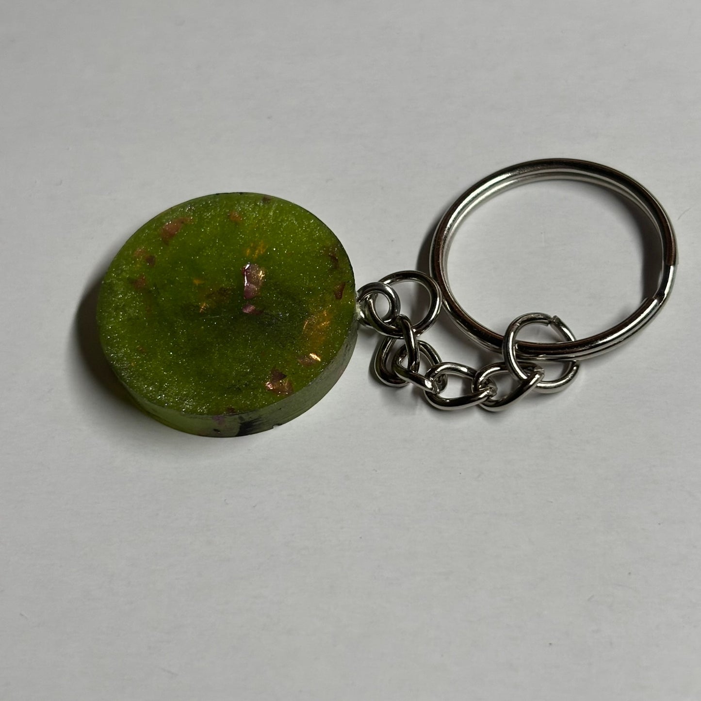 Lime Green Black Lining King - Handmade Resin Keychain - Flat Edition