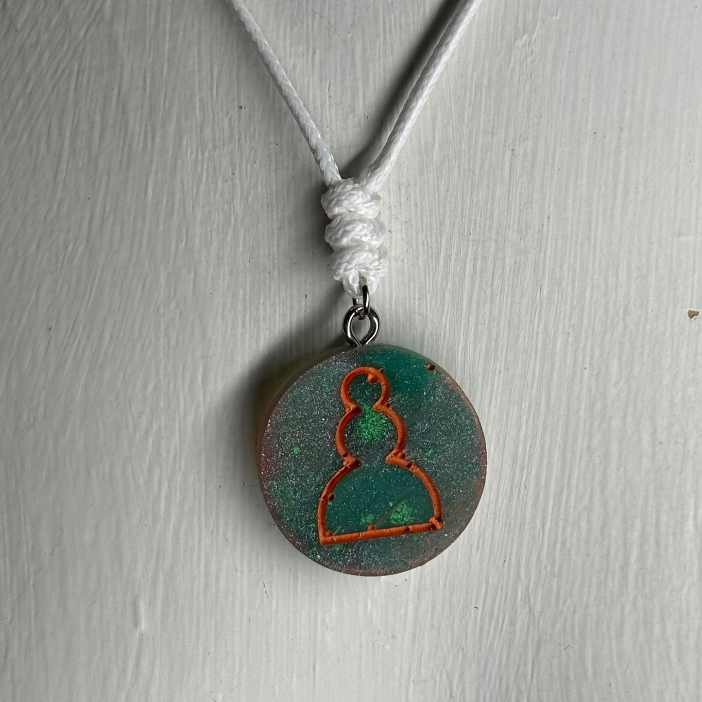 Aqua Green Pawn - Handmade Resin Chess Necklace