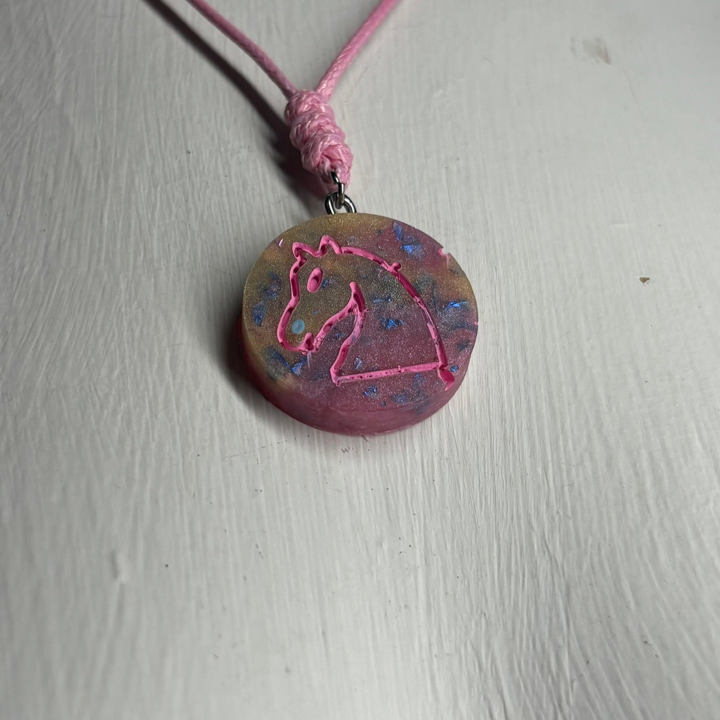 Royal Pink Knight - Handmade Resin Chess Necklace