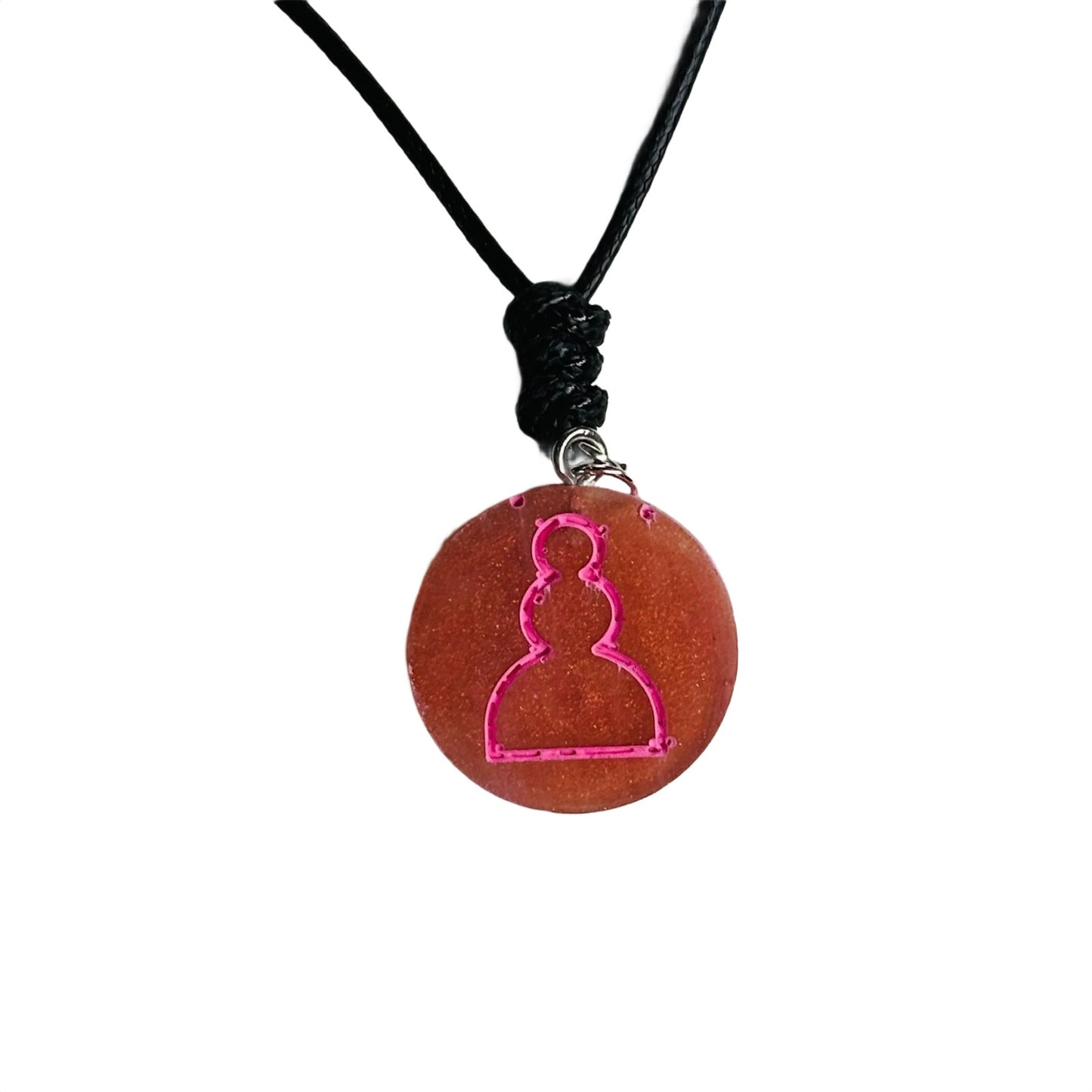 Vintage Pink Pawn - Handmade Resin Chess Necklace