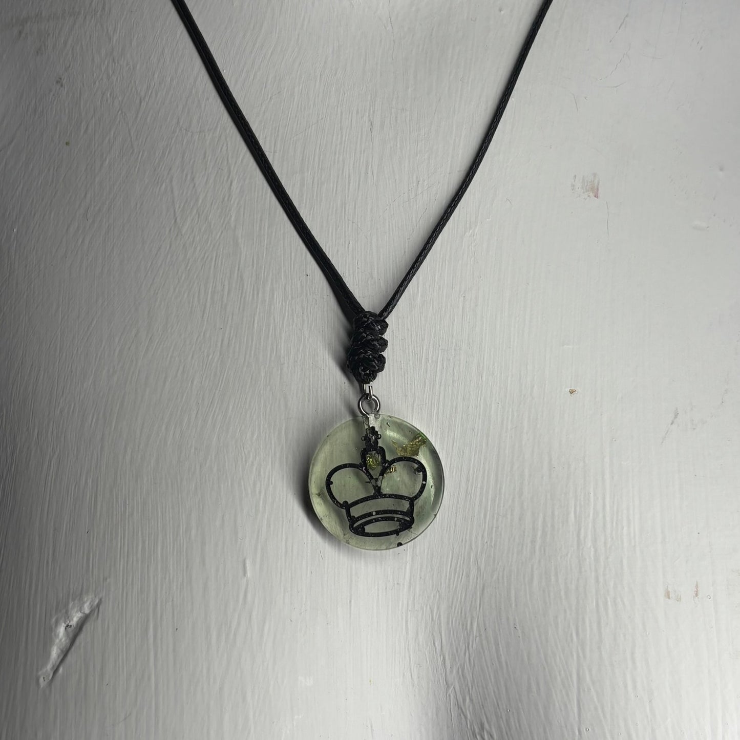 Lemon Green King - Handmade Resin Chess Necklace