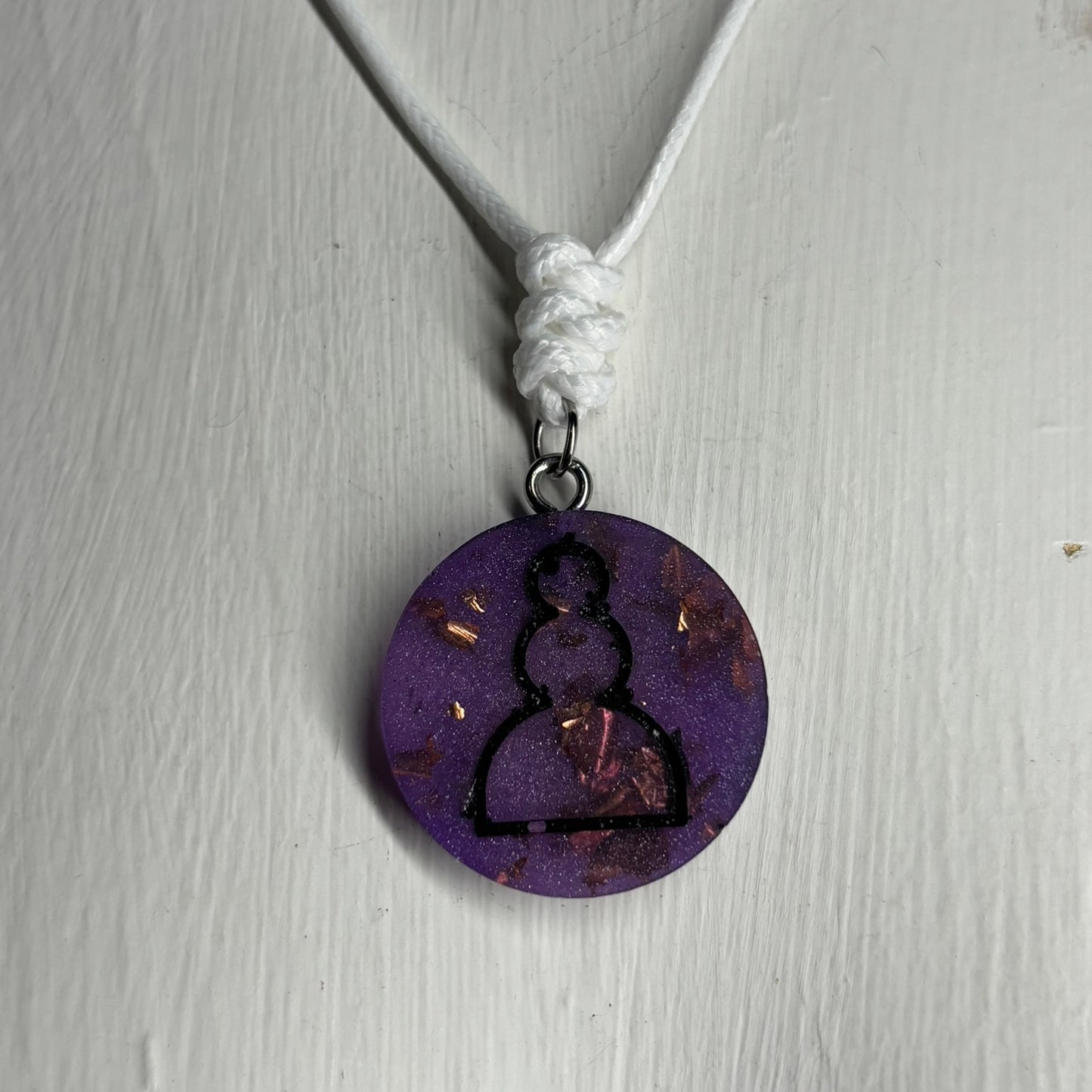 Purple Pawn - Handmade Resin Chess Necklace - Flat Edition
