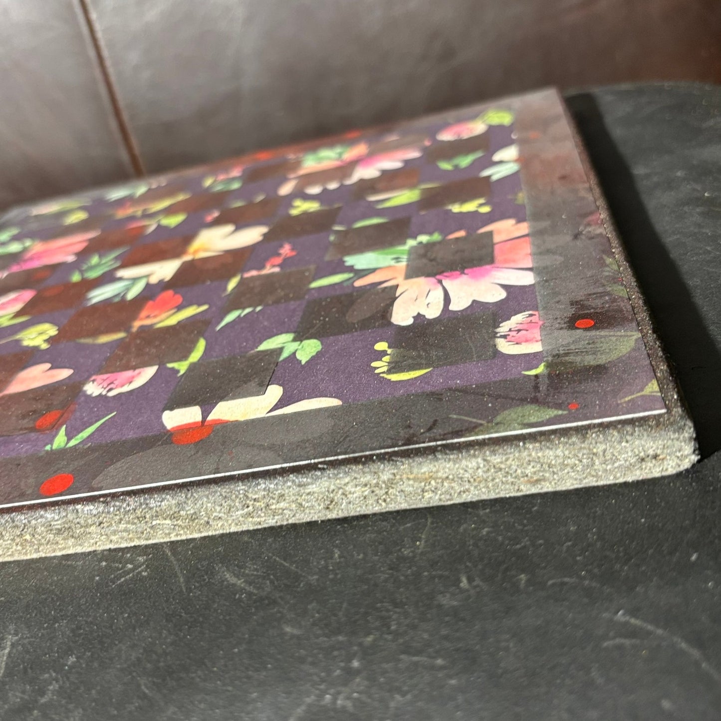Dark Colored Flowers - Scrapbook Chess Board