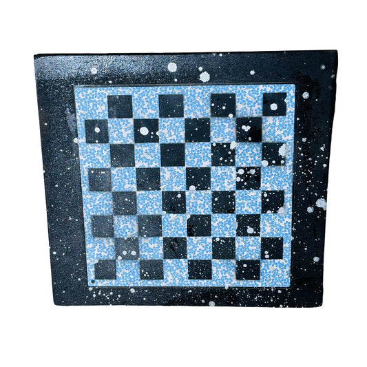 Blue Rose Bush - Large Scrapbook Chess Board
