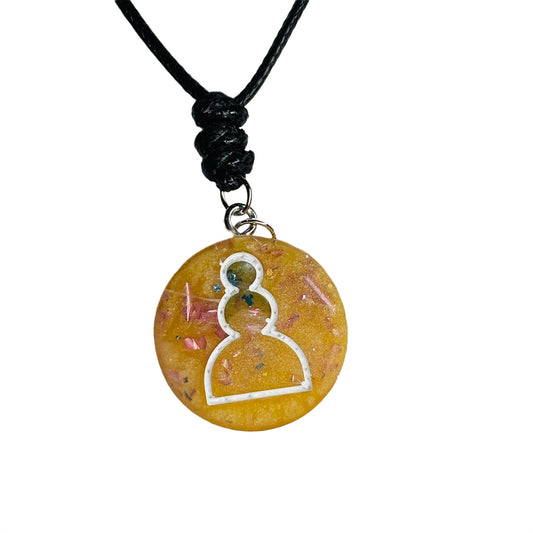 Yellow Crystal Pawn - Handmade Resin Chess Necklace