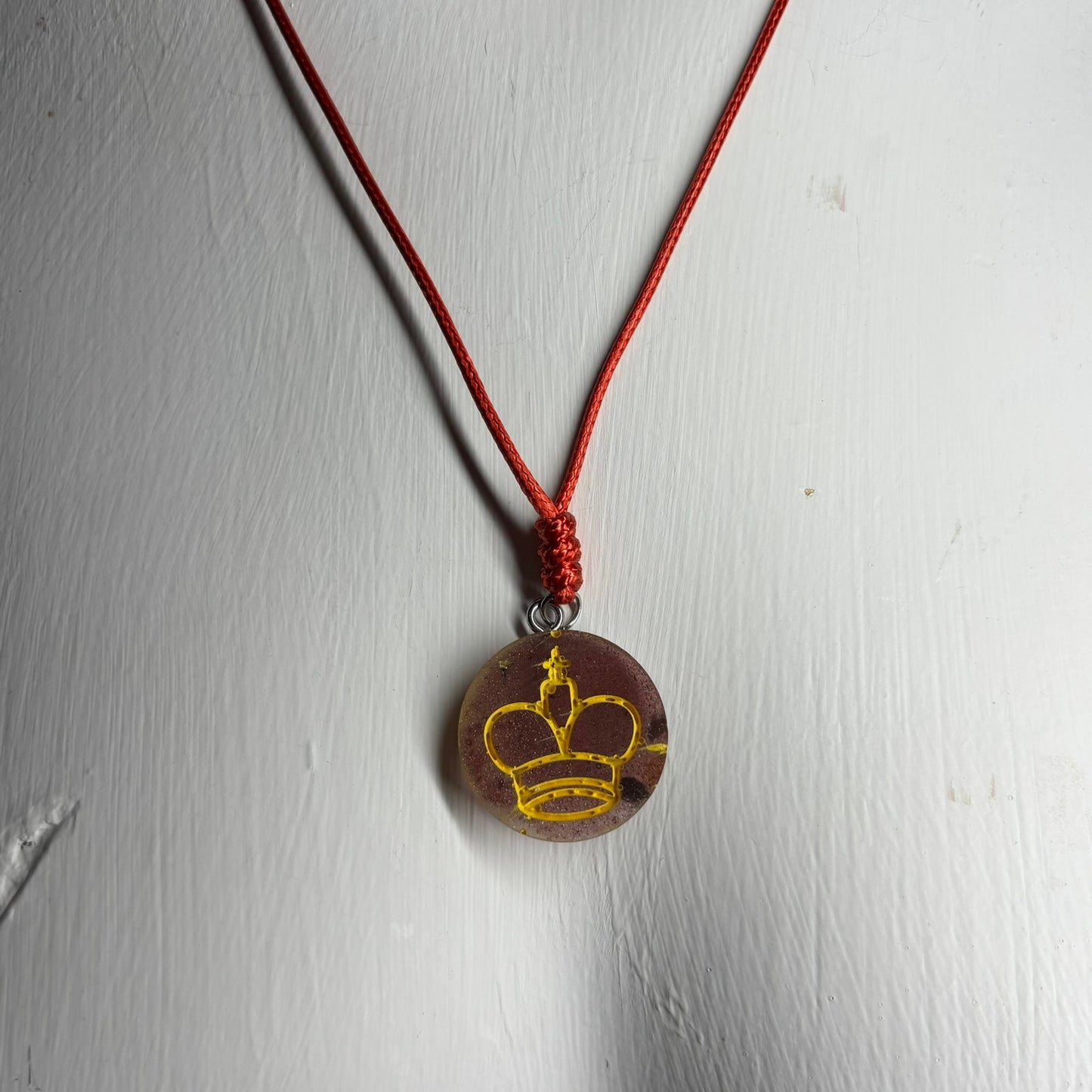 Rustic Yellow King - Handmade Resin Chess Necklace