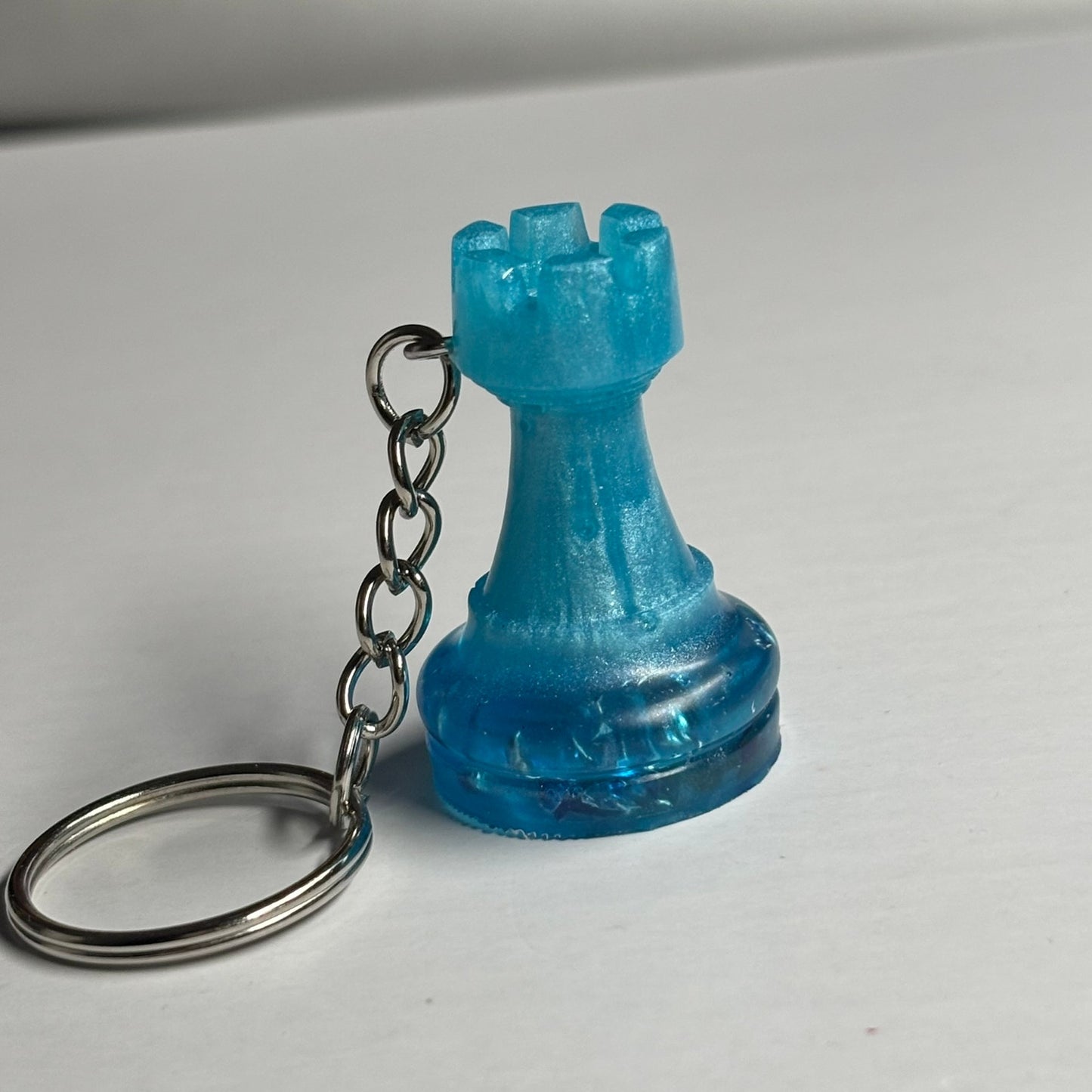 Blue Crystal Rook - Handmade Resin Keychain
