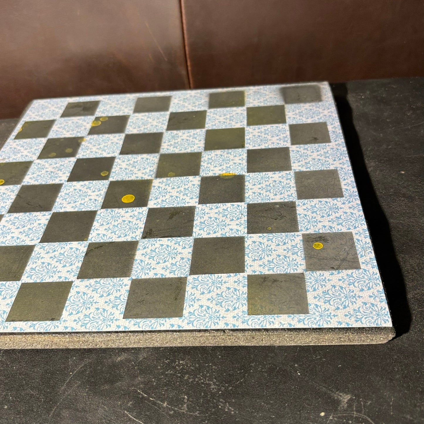 Vintage Blue & Black- Scrapbook Chess Board