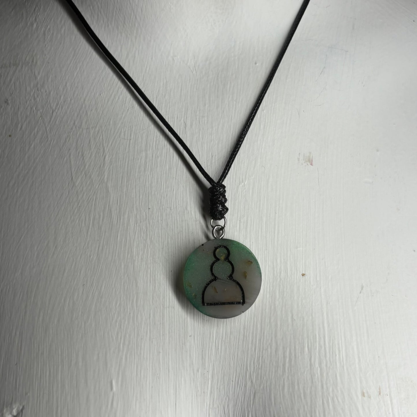 Mystic Green Pawn - Handmade Resin Chess Necklace