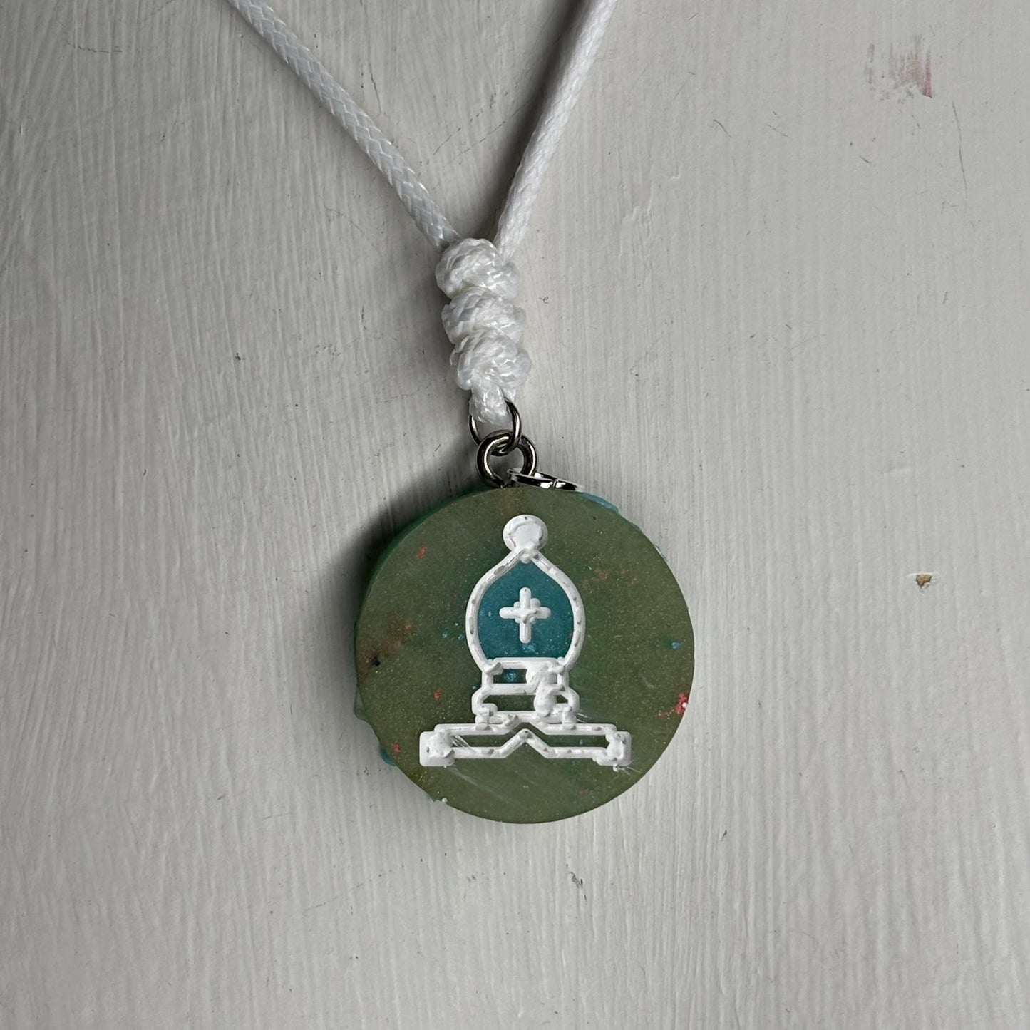 Swamp Green Bishop - Handmade Resin Chess Necklace