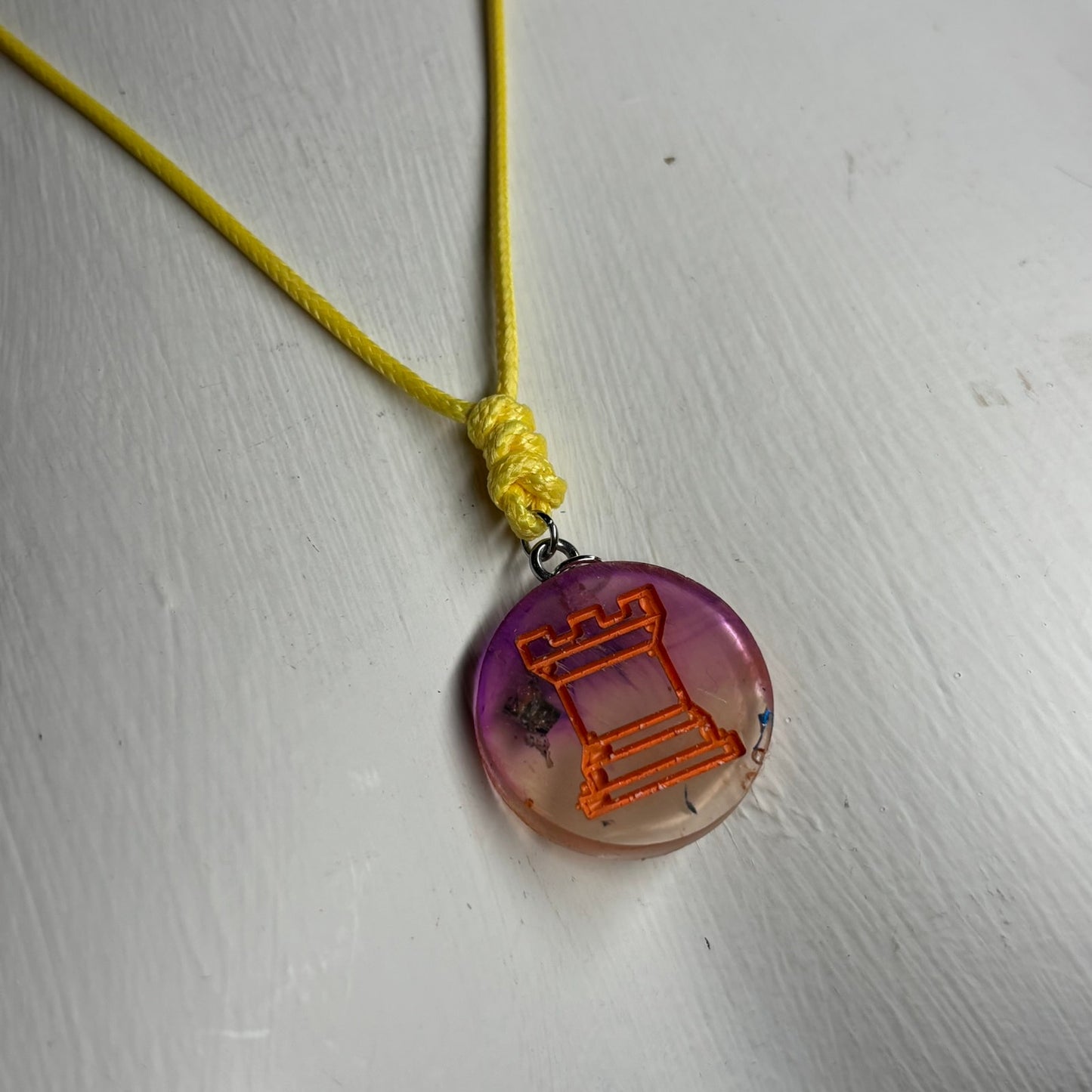 Translucent Rook - Handmade Resin Chess Necklace