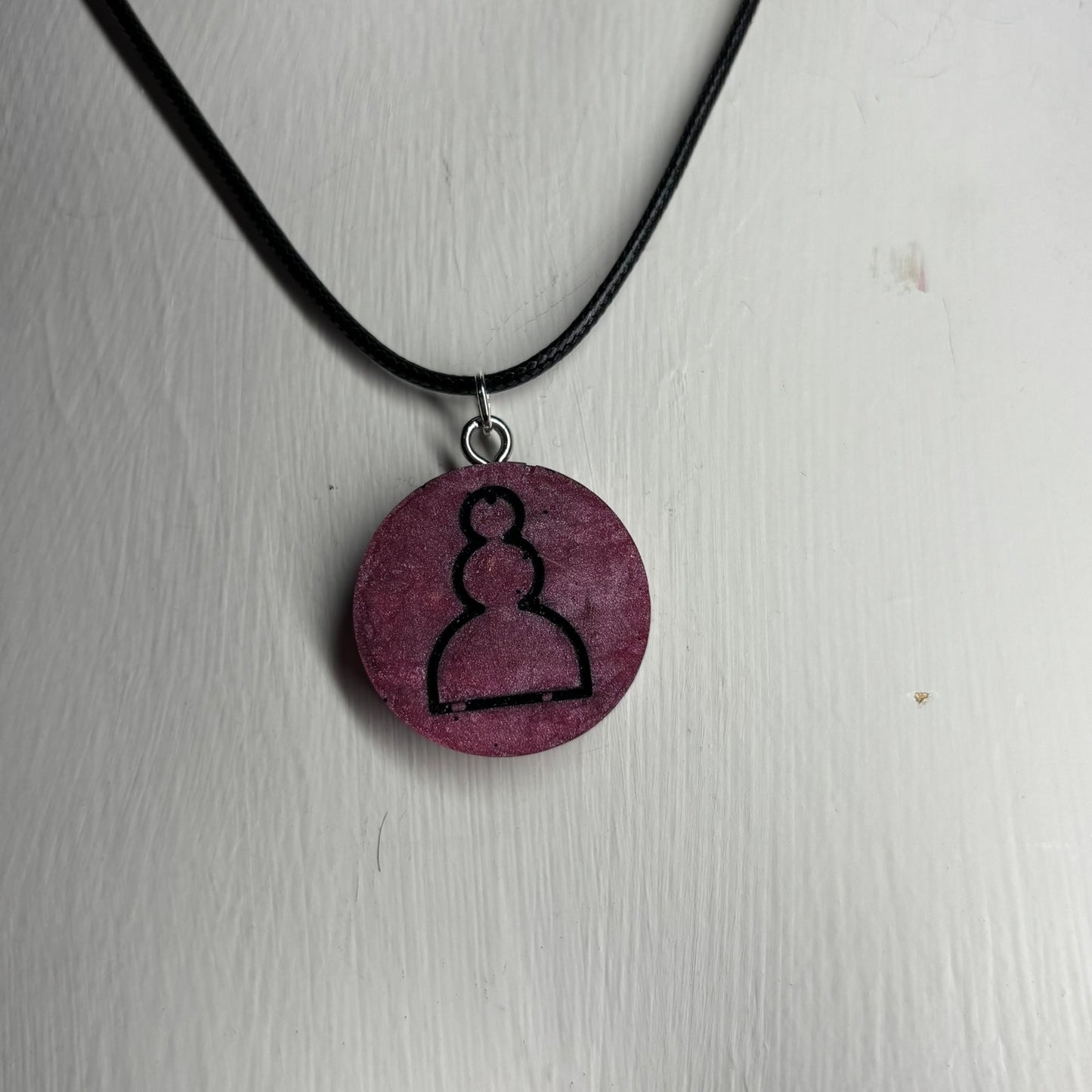 Solid Pink Pawn - Handmade Resin Chess Necklace