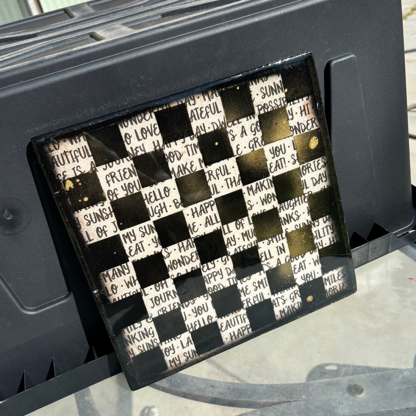 Grateful Words - Resin Coated Chess Board