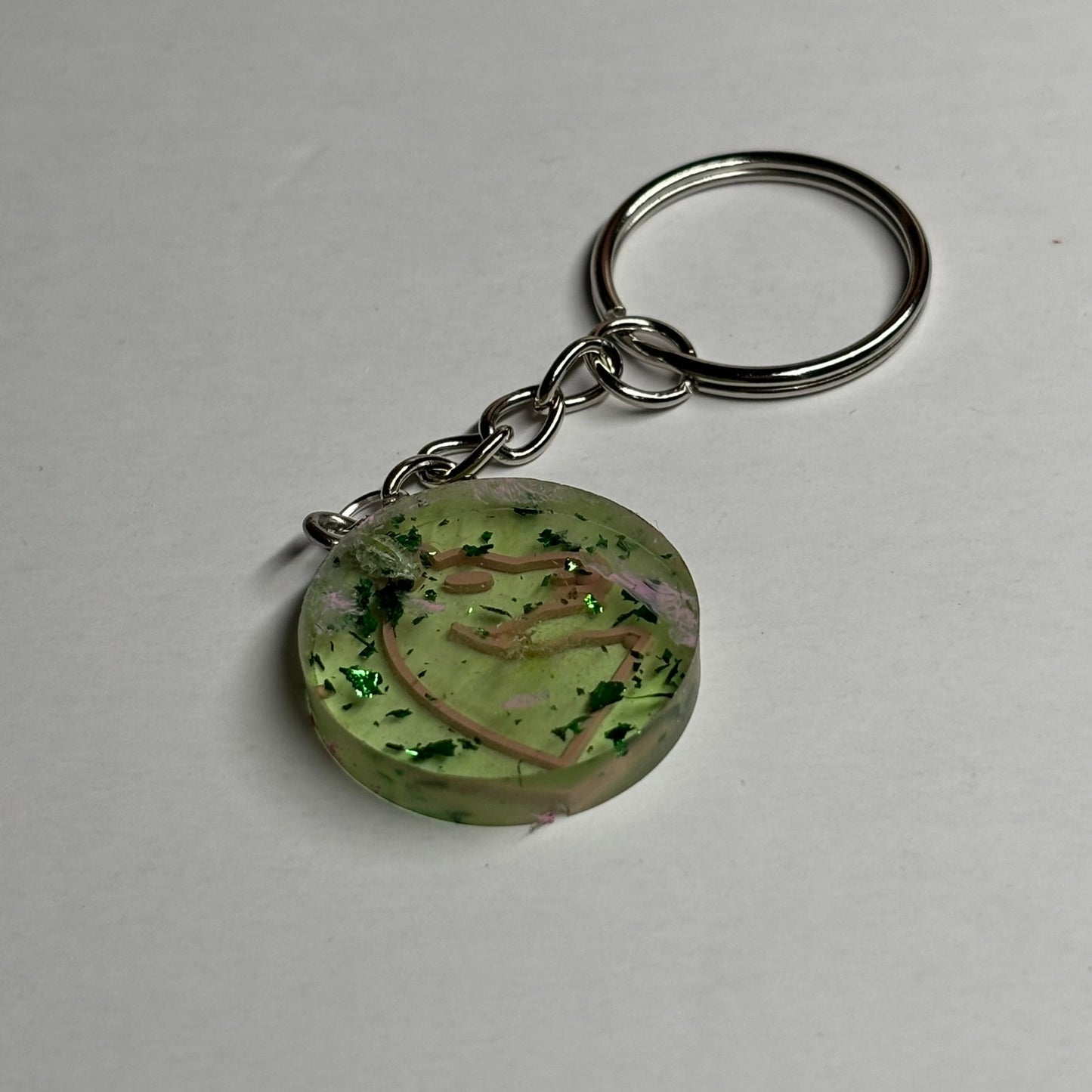 Lime Green Pink Knight - Handmade Resin Keychain