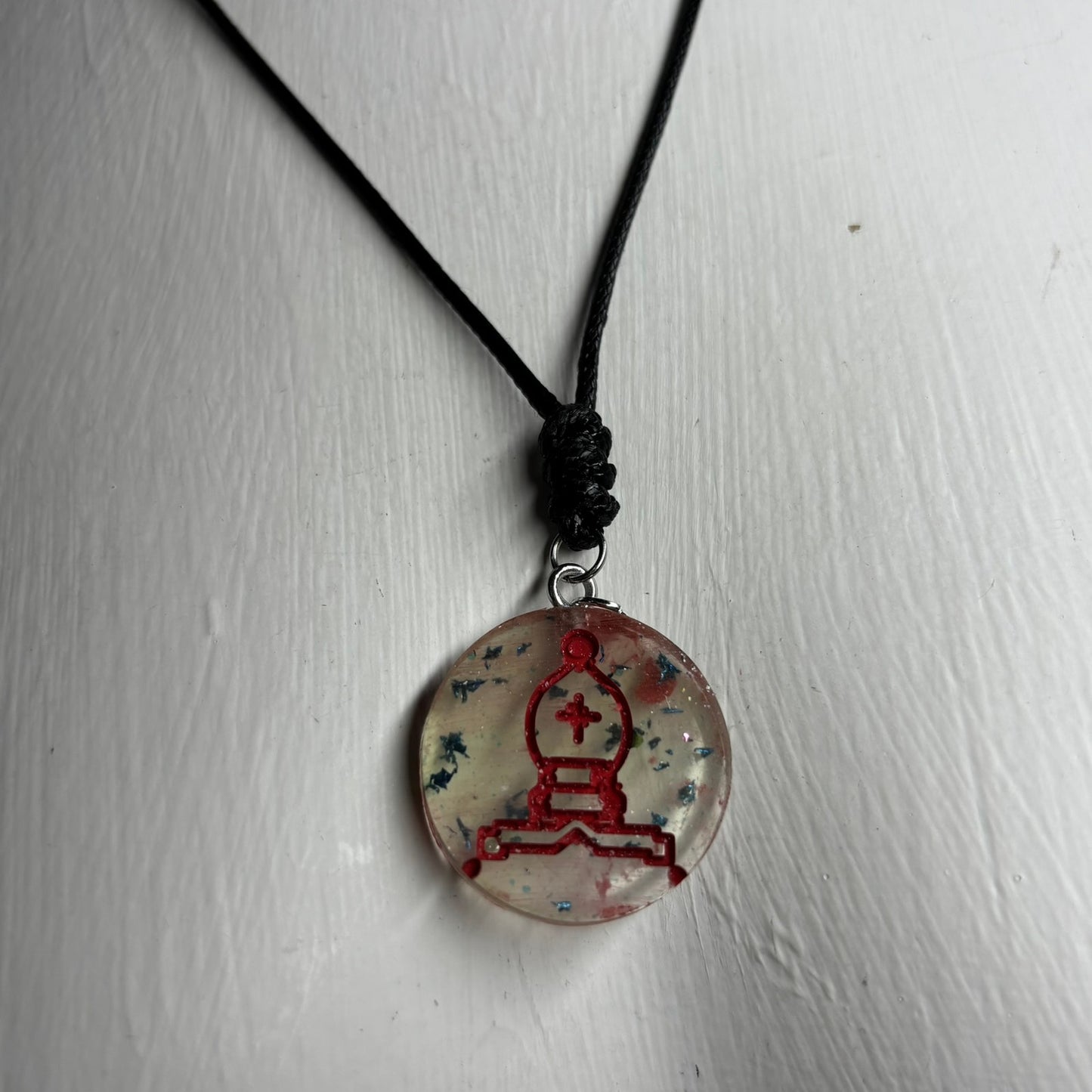 Red Bishop Print - Handmade Resin Chess Necklace
